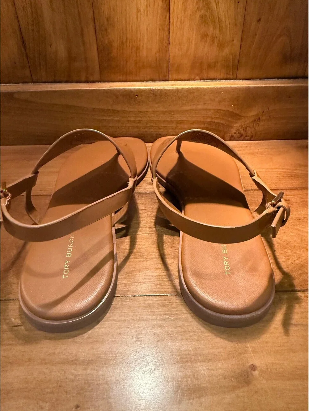 New Tory Burch Capri Perforated Logo Leather Slingback Sandals Women's Size 9